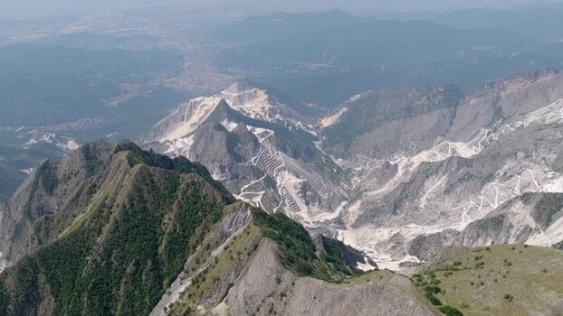 Aerial view of Carrara marble quarries in Tuscany Italy. Aerial view of Carrara marble quarries in Tuscany Italy.