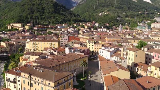 Aerial view of Carrara city center with historic buildings Italy. Aerial view of Carrara city center with historic buildings Italy.