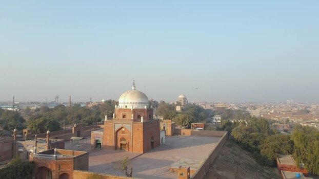 Aerial view of Shrine of Bahauddin Zakariya Pakistan.