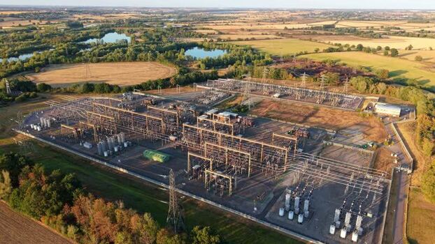 Aerial view of Grendon national grid station in United Kingdom. Aerial view of Grendon national grid station in United Kingdom.