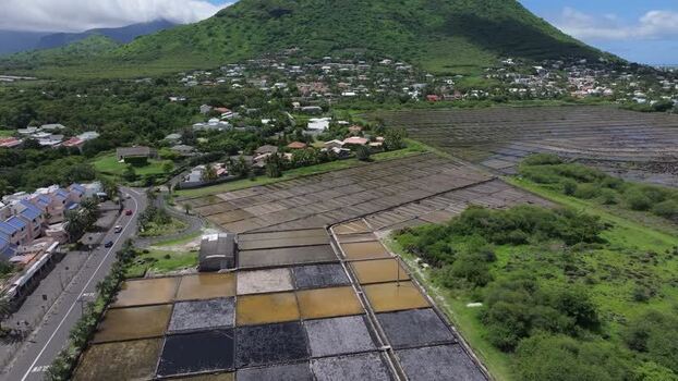Aerial view of Salines de Yemen Tamarin salt pans Mauritius. Aerial view of Salines de Yemen Tamarin salt pans Mauritius.