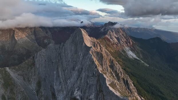 Aerial view of Pizzo d Uccello mountain ridge in Italy.