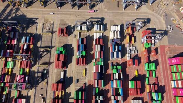 Aerial view of Port of Felixstowe United Kingdom.