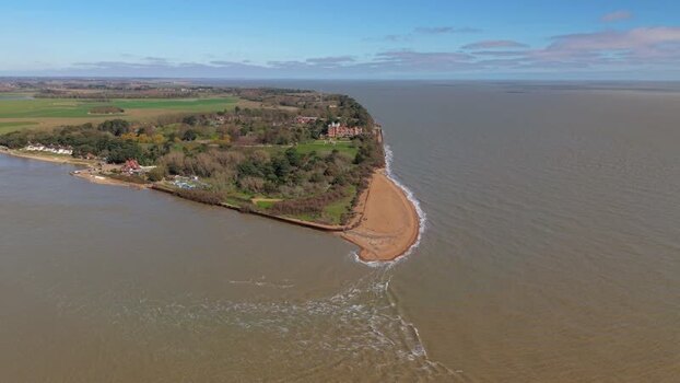 Aerial view of Felixstowe crossing to Bawdsey United Kingdom.