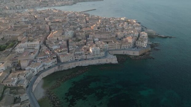 Aerial view of the Island of Ortigia Italy. Aerial view of the Island of Ortigia Italy.