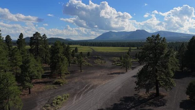Aerial view of volcanic cinder hills near Flagstaff United States. Aerial view of volcanic cinder hills near Flagstaff United States.