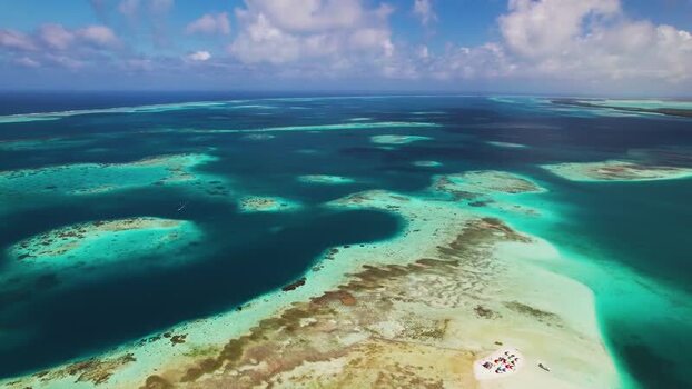 Aerial view of Los Roques archipelago in Venezuela.