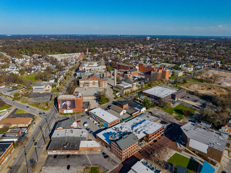 Louisville United States 19 March 2026 Aerial view of Flexential Louisville Downtown Data Center and surrounding urban landscape with brick buildings under a clear blue sky. Louisville United States 19 March 2026 Aerial view of Flexential Louisville Downtown Data Center and surrounding urban landscape with brick buildings under a clear blue sky.