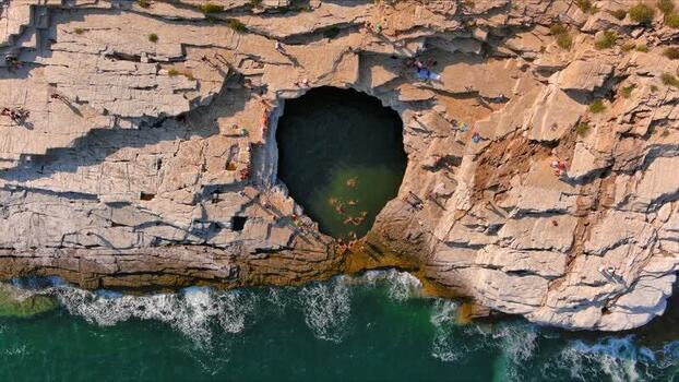 Aerial view of Giola natural pool in Thasos Greece. Aerial view of Giola natural pool in Thasos Greece.