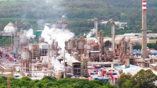 Aerial view of industrial complex Spain.