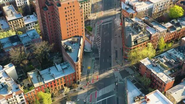 Aerial view of SoHo streets and buildings in New York United States. Aerial view of SoHo streets and buildings in New York United States.