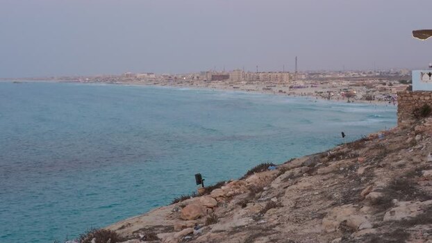 View of Ageeba Beach coastline and city Egypt. View of Ageeba Beach coastline and city Egypt.