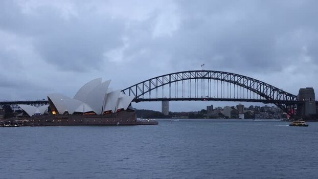 View of Sydney Opera House and Sydney Harbour Bridge Australia.