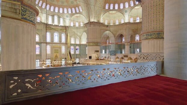 View of Sultan Ahmet Cami interior in Fatih Turkiye.