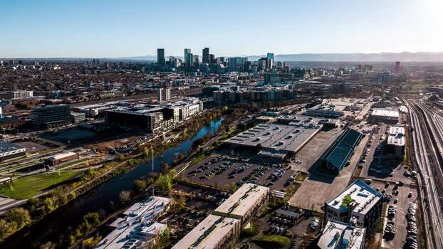 Aerial view of Denver skyline United States.