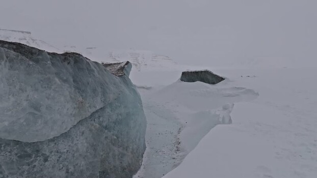 Aerial view of glacier in Svalbard and Jan Mayen.
