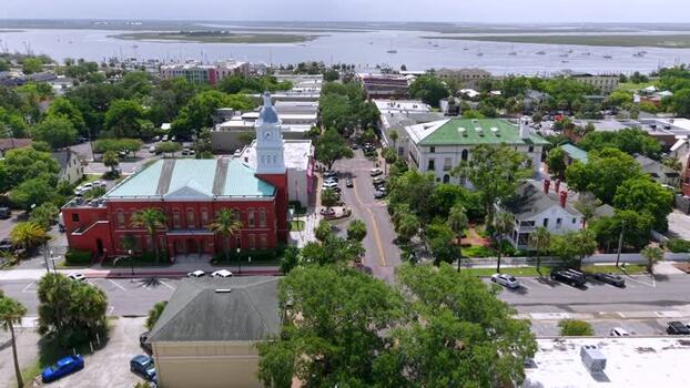 Aerial view of Fernandina Beach marina United States. Aerial view of Fernandina Beach marina United States.
