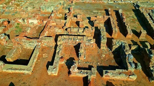 Aerial view of ancient ruins in Crete Greece.
