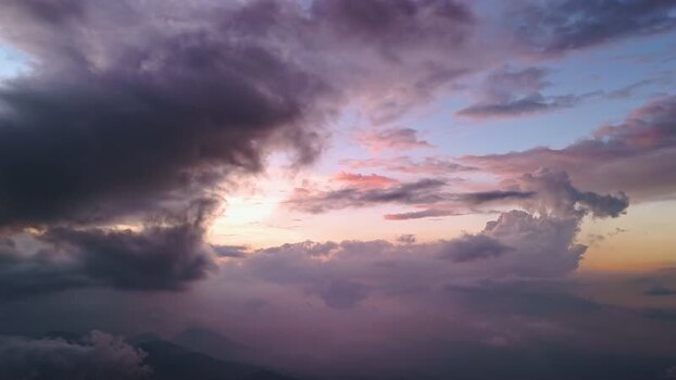 Aerial view of sunset clouds over Dieng plateau Indonesia. Aerial view of sunset clouds over Dieng plateau Indonesia.