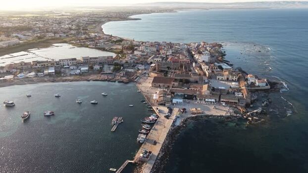 Aerial view of the historic harbor and village of Marzamemi Italy. Aerial view of the historic harbor and village of Marzamemi Italy.