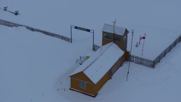 Aerial view of Pyramiden airport in Svalbard Svalbard and Jan Mayen.