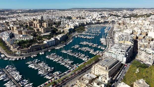 Aerial view of yachts in the marina of Ta Xbiex Malta. Aerial view of yachts in the marina of Ta Xbiex Malta.