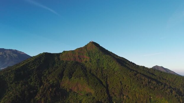 Aerial view of Mount Telomoyo at sunrise Indonesia.