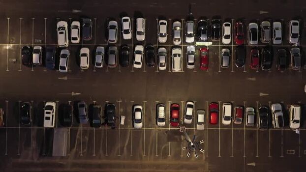 Aerial view of a parking lot at night in Russia. Aerial view of a parking lot at night in Russia.