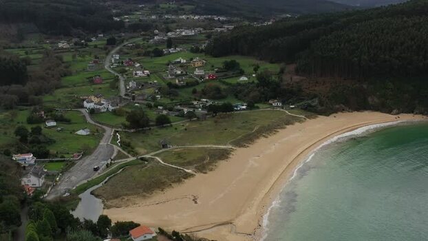 Aerial view of Xilloi Beach and the coastline in Spain. Aerial view of Xilloi Beach and the coastline in Spain.