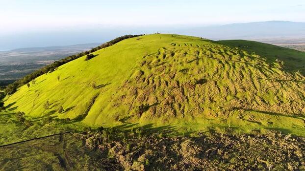 Aerial view of the lush Puu Waawaa cinder cone in Hawaii United States. Aerial view of the lush Puu Waawaa cinder cone in Hawaii United States.