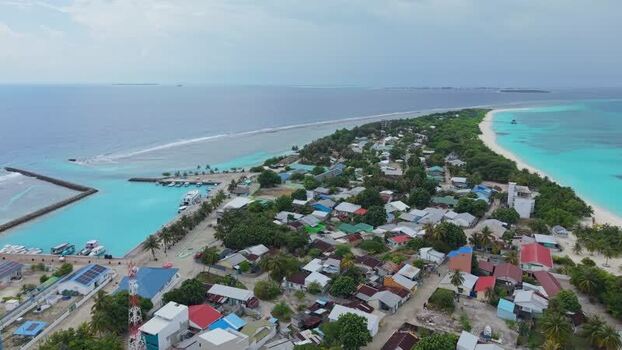 Aerial view of Vashafaru Island houses Maldives. Aerial view of Vashafaru Island houses Maldives.