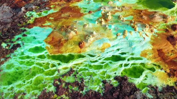 Aerial view of Danakil Desert hydrothermal pools Ethiopia. Aerial view of Danakil Desert hydrothermal pools Ethiopia.
