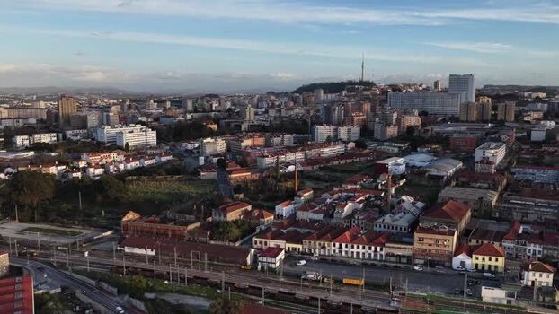 Aerial view of Vila Nova de Gaia city Portugal.