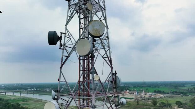 Aerial view of a telecommunications tower Aerial view of a telecommunications tower
