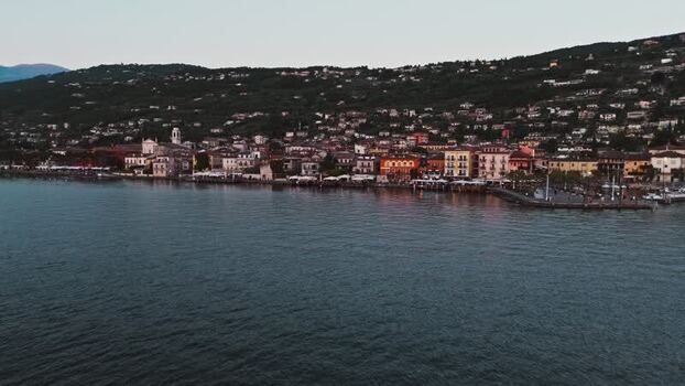 Aerial view of Lake Garda with colorful buildings Italy. Aerial view of Lake Garda with colorful buildings Italy.