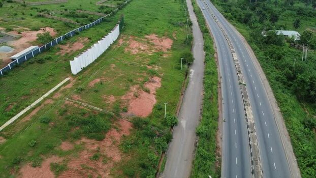 Aerial view of highway in Abeokuta Nigeria.