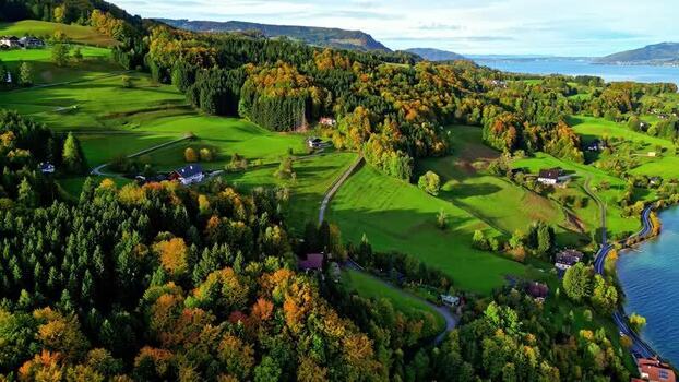 Aerial view of Attersee in Vocklabruck District Austria.
