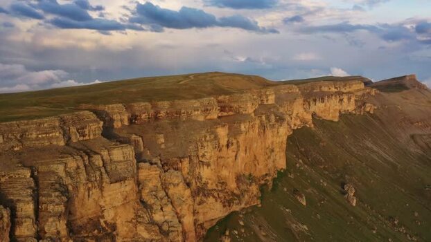 Aerial view of Bermamyt Plateau in Karachay Cherkessia Russia.