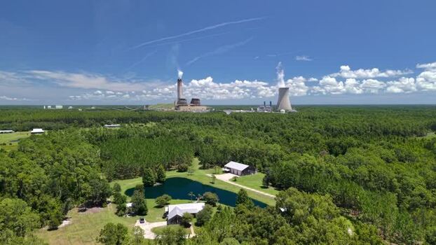 Aerial view of Seminole Electric plant in Palatka United States.