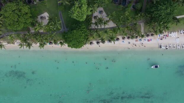 Aerial view of Trou aux Biches Beach Mauritius.
