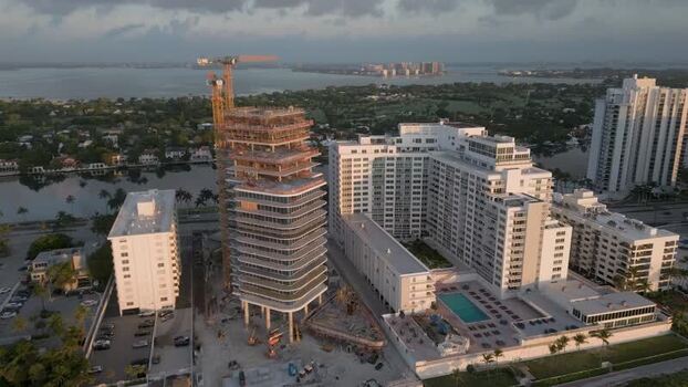 Aerial view of construction site in Miami Beach United States.