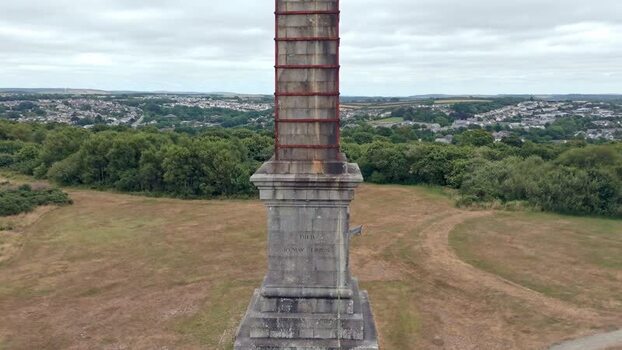 Aerial view of Bodmin Beacon monument in United Kingdom. Aerial view of Bodmin Beacon monument in United Kingdom.