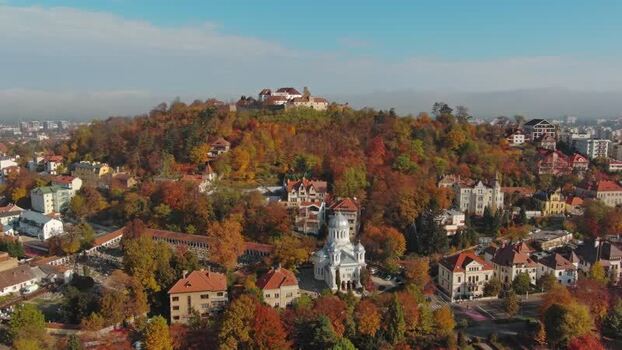 Aerial view of Brasov Citadel and autumn foliage Romania. Aerial view of Brasov Citadel and autumn foliage Romania.