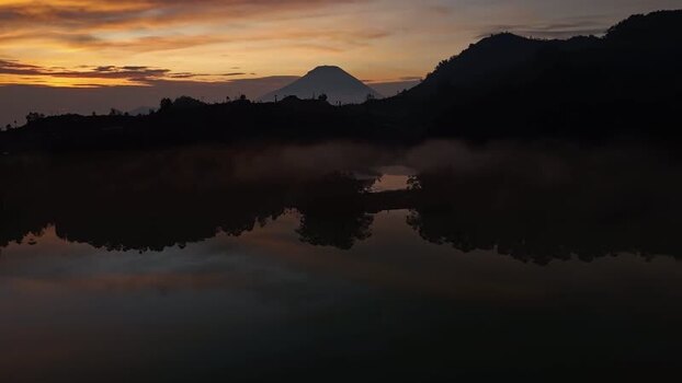 Aerial view of Dieng Plateau at sunrise Indonesia. Aerial view of Dieng Plateau at sunrise Indonesia.