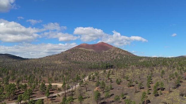 Aerial view of Sunset Crater in Coconino County United States. Aerial view of Sunset Crater in Coconino County United States.