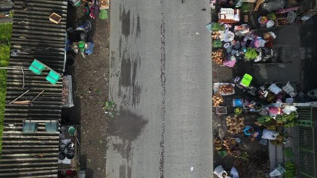 Aerial view of Traditional Market Pasar Kembang Klaten Indonesia.