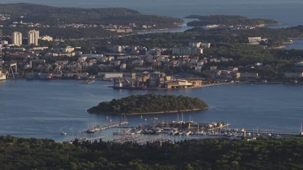 Aerial view of Pula harbor and marina in Croatia. Aerial view of Pula harbor and marina in Croatia.