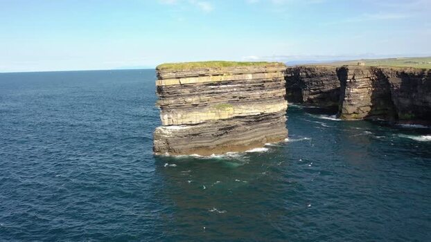 Aerial view of Dun Briste sea stack in Ballycastle Ireland. Aerial view of Dun Briste sea stack in Ballycastle Ireland.