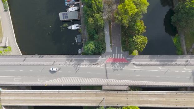 Aerial view of bridges and boats Poland. Aerial view of bridges and boats Poland.
