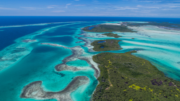 Aerial view of Los Roques archipelago with turquoise waters coral reefs and lush green islands under a clear blue sky in Los Roques Dependencias Federales Venezuela. Aerial view of Los Roques archipelago with turquoise waters coral reefs and lush green islands under a clear blue sky in Los Roques Dependencias Federales Venezuela.